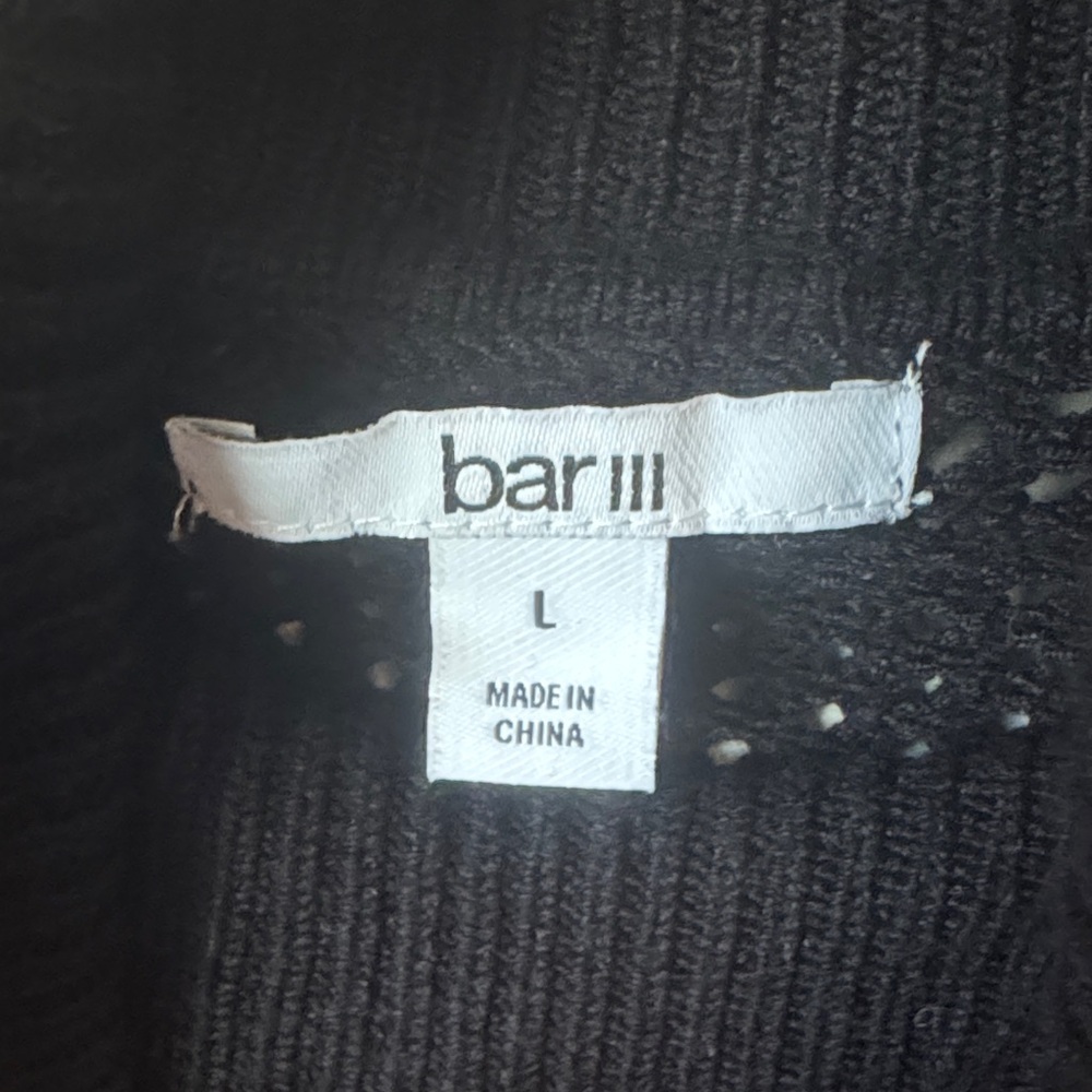 Bar III Perforated Black Pullover Turtleneck Sweater - Picture 4 of 8